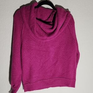 Free People Sweater Size S Purple Cowl Neck Acrylic Wool Nylon blend oversized